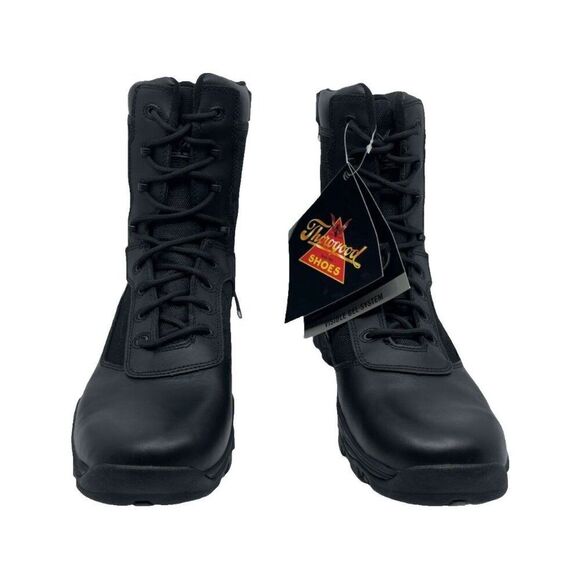 Thorogood Mens 8" Stealth Combat Boots Black Leather Side Zip Lace Up 12 M New - Picture 11 of 12